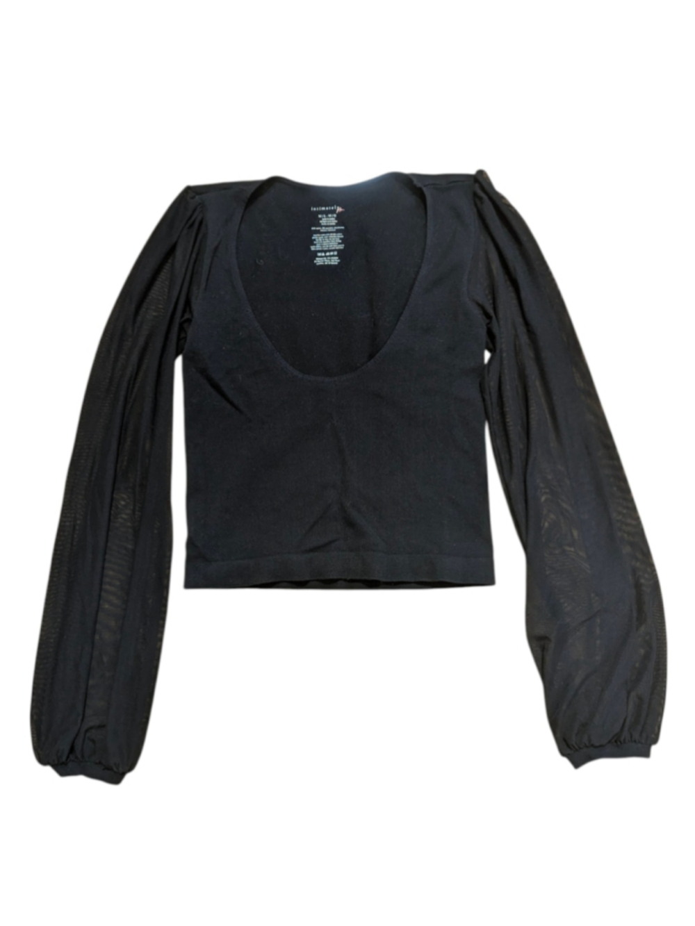 Free People Intimately Black Mesh Balloon Sleeve Top Medium M/L - Picture 3 of 10